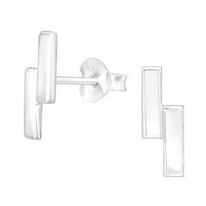 Sterling Silver Double Bar Stud Earrings - Minimalist and Chic Jewelry